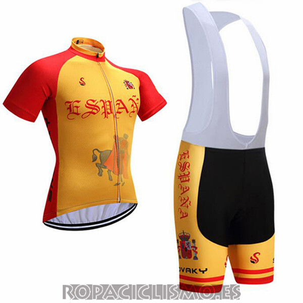 2017 Maillot Espana Tirantes Mangas cortas amarillo y rojo